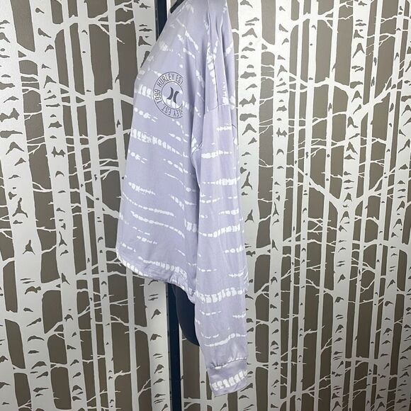 Hurley Oversized Tie Waist Long Sleeve Tie Dye T-Shirt M Lavender, White - Picture 3 of 7